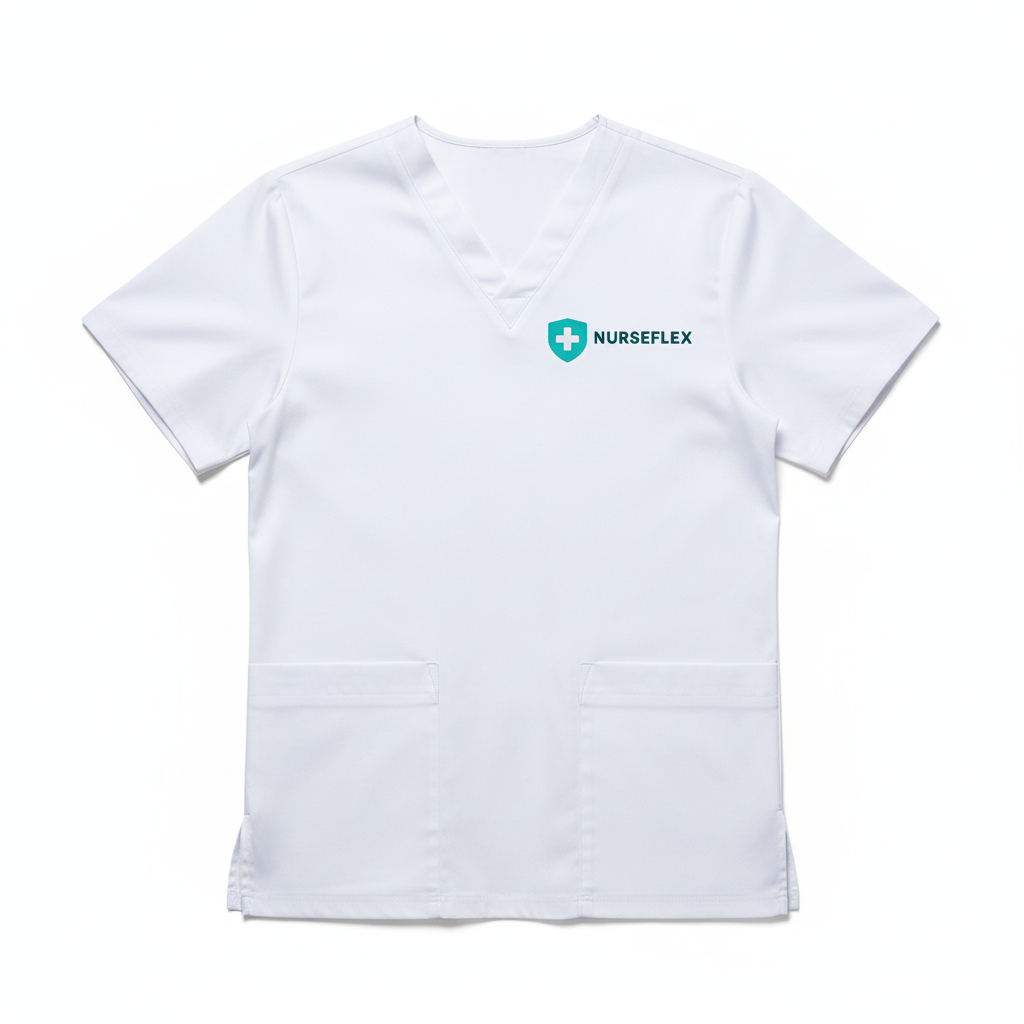HCA Scrub- White with Nurseflex Logo