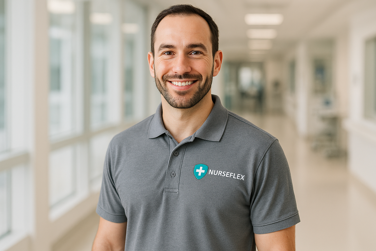 Healthcare Polo Shirt - Grey with Nurseflex Logo